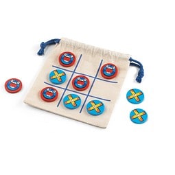 CROSSES. Klassisches 3-Gewinnt-Spiel aus Sperrholz, bestehend aus 10 Teilen, Naturhell