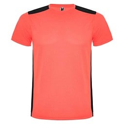 Detroit Sport T-Shirt für Kinder, Fluor Coral / schwarz, 12