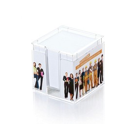 doppelwandige Zettelbox transparent 10,5 x 10,5 x 9 cm