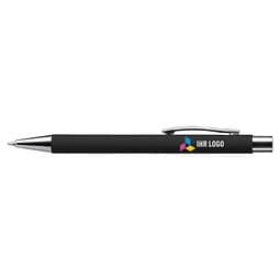 LANCE® Softtouch Metallkugelschreiber Abu-Dhabi Shiny, Beschläge silber glänzend, blaue Mine, schwarz