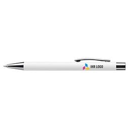 LANCE® Softtouch Metallkugelschreiber Abu-Dhabi, Beschläge silber glänzend, blaue Mine, weiß