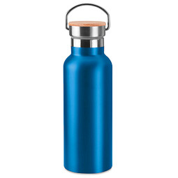 Isolierflasche Helsinki mit Bambusdeckel, 500 ml, blau