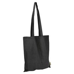 Einkaufstasche mit langen Henkeln aus recycelter Baumwolle und RPET  , schwarz