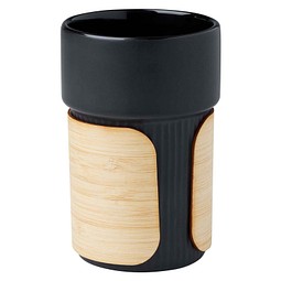 Fika 340 ml Becher mit Bambushülle, schwarz