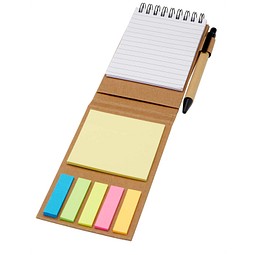 Flipper Haftnotizblock mit Kugelschreiber (schwarze Mine), natur