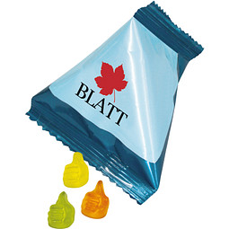 Trolli Fruchtgummi Tetraeder, Daumen, inkl. Druck, weiße Folie