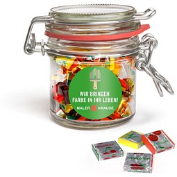 Fruchtkaramellen im Nostalgie Glas, 50 g, ohne Etikett