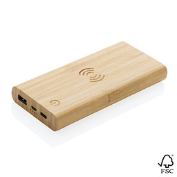 Bambus-Wireless-Powerbank, 8.000 mAh, braun