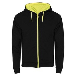 Fuji Kaputzensweatjacke Unisex, schwarz / Fluor Yellow, XL
