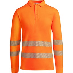 Sicherheits-Langarm-Poloshirt, L, Neon-Orange