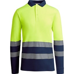 Sicherheits-Langarm-Poloshirt, XXL, Marineblau/Neon-Gelb