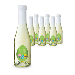 Oster-Piccolo, 6 x Secco Piccolo 0,2 l, Flasche klar, Kapsel weiß