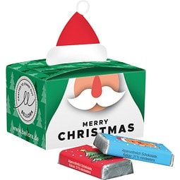 Geschenkbox Mini Weihnachtsmütze,  Alpenmilch-Schokotäfelchen , inkl. Druck
