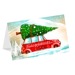 Grußkarte Weihnachten, Motiv Auto, Danke an Mitarbeiter