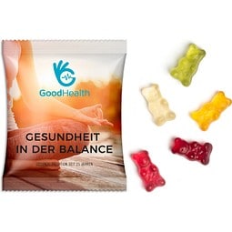 Gummibärchen vegan, 20 g, Folie weiß, inkl. Druck