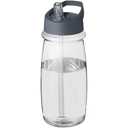 H2O Active® Pulse 600 ml Sportflasche mit Ausgussdeckel, transparent/grau