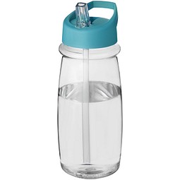 H2O Active® Pulse 600 ml Sportflasche mit Ausgussdeckel, transparent/aquablau