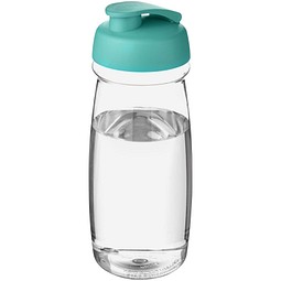 H2O Active® Pulse 600 ml Sportflasche mit Klappdeckel, transparent/aquablau
