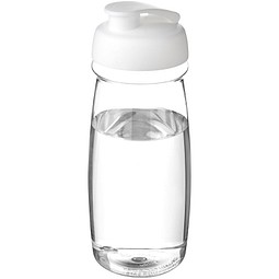 H2O Active® Pulse 600 ml Sportflasche mit Klappdeckel, transparent/weiß