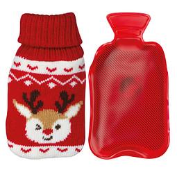 Handwärmer mit weihnachtlichem Stricküberzug , rot