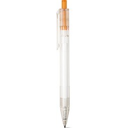 HARLAN. rPET-Kugelschreiber mit farbigem Knopf, Orange