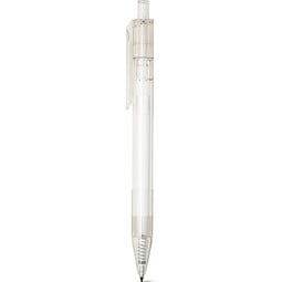 HARLAN. rPET-Kugelschreiber mit farbigem Knopf, Transparent