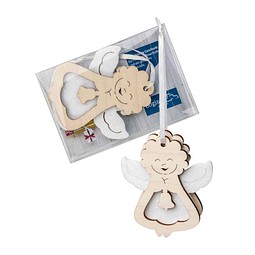 Holz-Filz Anhänger, Engel in Box, 2-seit. Druck