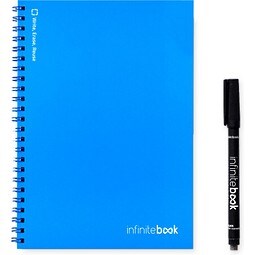 INFINITEBOOK PLAIN A5. "Infinitebook" mit flexiblem Einband und 15 unlinierten Whiteboard Seiten, Königsblau