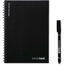 INFINITEBOOK PLAIN A5. "Infinitebook" mit flexiblem Einband und 15 unlinierten Whiteboard Seiten, Schwarz