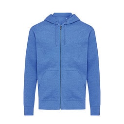 Iqoniq Abisko Zip-Kapuzenpullover aus recycelter Baumwolle, heather blue