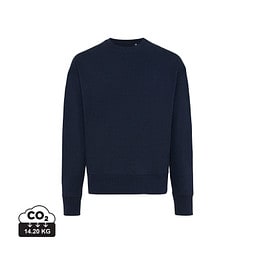 Iqoniq Kruger Relax-Rundhals-Sweater aus recycelt. Baumwolle, navy blau, M