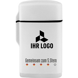 Jet-Flame Feuerzeug Rubber, Motiv 5. Stern, Weiß