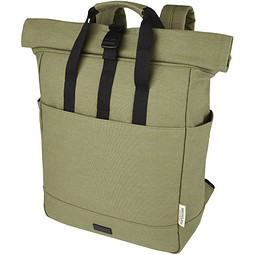 Joey 15 Zoll GRS Rolltop Laptop-Rucksack aus recyceltem Canvas 15 L, olive