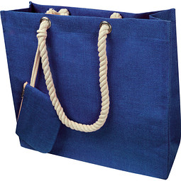 Jutetasche mit Kordelgriffen, blau
