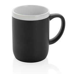 Keramiktasse mit weißem Rand, schwarz, weiß