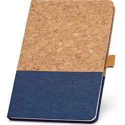 KLEE. A5 Notizbuch aus Kork und Leinen mit linierten Blättern, Blau