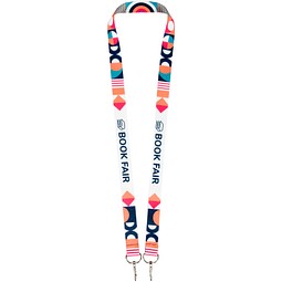 Leia Sublimation RPET-Lanyard mit 2 Metallhaken, weiss, 10mm