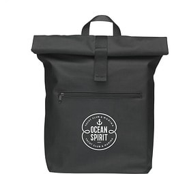 Lennon Roll-Top Recycled PU Backpack Rucksack, Schwarz
