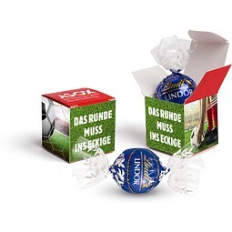 Lindt Lindor Kugel im Werbewürfel, 12,5 g, Schokolade Feinherb, inkl. Druck