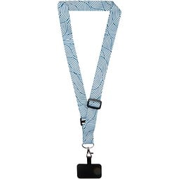 Lyra Verstellbares Lanyard mit Telefonhalterung und Sublimationsdruck, schwarz