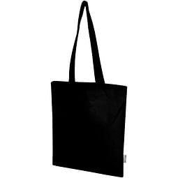 Madras Blend 140 g/m² Tragetasche aus GRS-recycelter Baumwolle 7L, schwarz