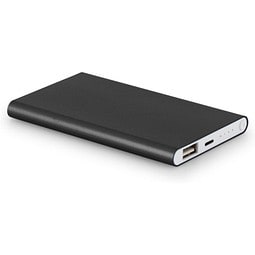 MARCET. Powerbank Slim 4'000 mAh aus 70 % recyceltes ABS (70% rABS) und 30 % recyceltes Aluminium (30% rAL), Schwarz