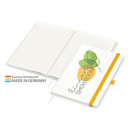 Geiger-Notes Match-Book green+blue Notizbuch A4 Cover-Star Recycling-Matt, inkl. Druck auf Einband , gelb