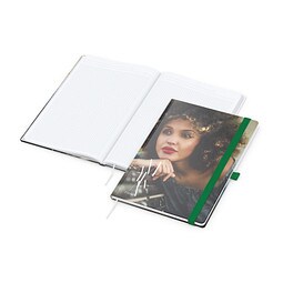 Geiger-Notes Notizbuch Match-Book White A4 Bestseller, inkl. Digitaldruck auf Einband, matt, grün