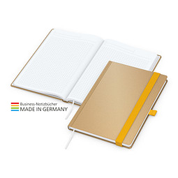 Geiger-Notes Match-Book White Bestseller Notizbuch A4 Natura braun, inkl. Druck, gelb