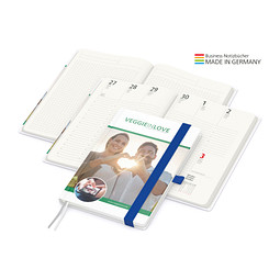 Geiger-Notes Match-Hybrid green+blue Notizbuch A5 Natura Recycling, inkl. Druck, mittelblau