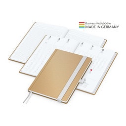 Geiger-Notes Match-Hybrid White Bestseller Notizbuch A4, Natura braun, inkl. Druck, weiß