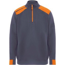 Maverick Pullover für Herren mit halbem Reißverschluss, 280 g/m2, blei/orange, 2XL