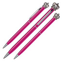 Metall-Drehkugelschreiber Crown, blaue Mine, Pink
