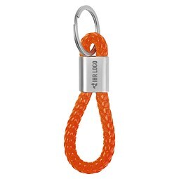 Metall-Schlüsselanhänger mit Kordel ERNEST, orange
